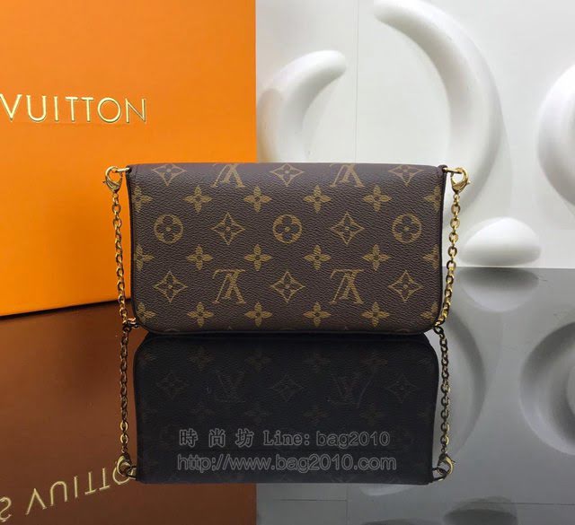 LV女包 N63032 Pochette Felicie手袋 路易威登鏈條斜挎女包  LV女單肩包 LV老花包  ydh2955